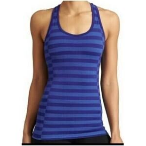Athleta Dark/Light Blue Striped Rev Up Racerback Tank Top Size Medium
